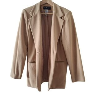 Vintage Sag Harbor Blazer Jacket 100% Wool Women 12 Camel Tan Brown Academia